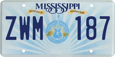 MS license plate ZWM187