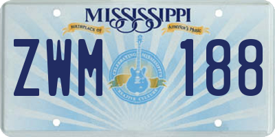 MS license plate ZWM188