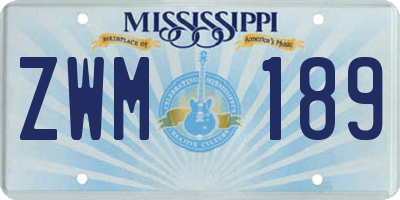 MS license plate ZWM189