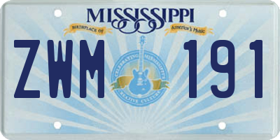 MS license plate ZWM191