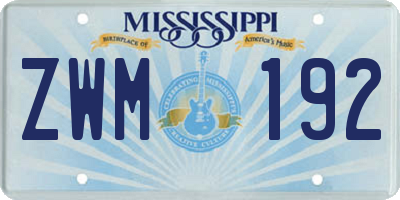 MS license plate ZWM192