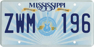 MS license plate ZWM196