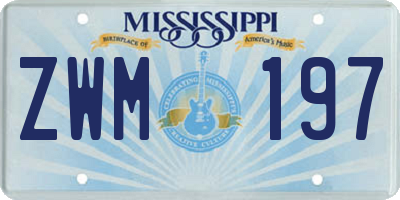 MS license plate ZWM197