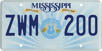 MS license plate ZWM200