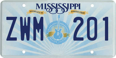 MS license plate ZWM201