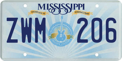 MS license plate ZWM206