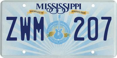 MS license plate ZWM207