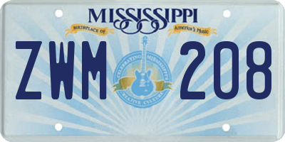 MS license plate ZWM208