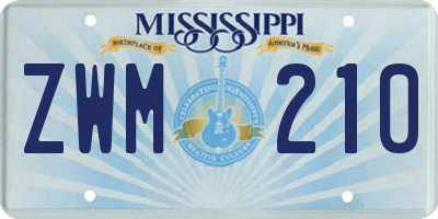 MS license plate ZWM210