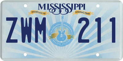 MS license plate ZWM211