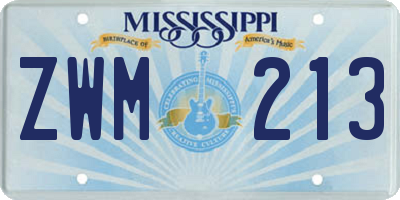 MS license plate ZWM213