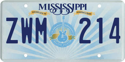 MS license plate ZWM214