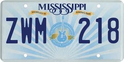 MS license plate ZWM218