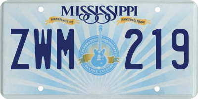 MS license plate ZWM219