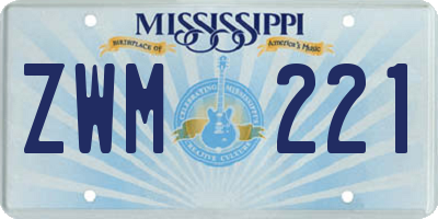 MS license plate ZWM221