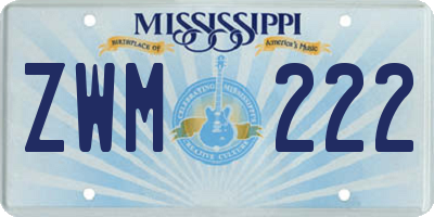 MS license plate ZWM222