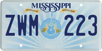 MS license plate ZWM223