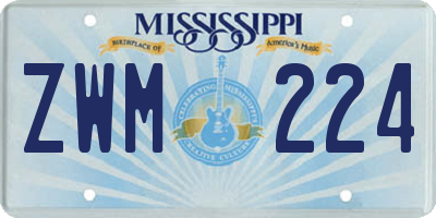 MS license plate ZWM224