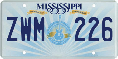 MS license plate ZWM226