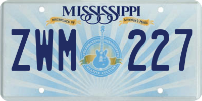 MS license plate ZWM227