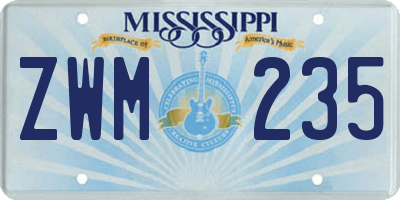 MS license plate ZWM235