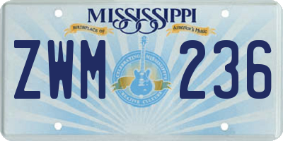 MS license plate ZWM236