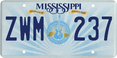 MS license plate ZWM237