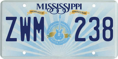 MS license plate ZWM238