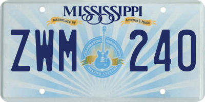 MS license plate ZWM240