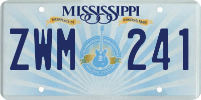 MS license plate ZWM241