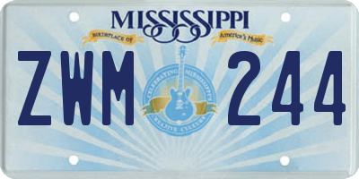 MS license plate ZWM244