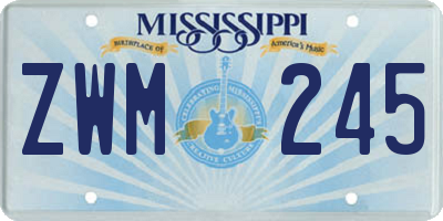 MS license plate ZWM245