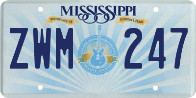 MS license plate ZWM247