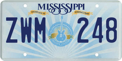 MS license plate ZWM248