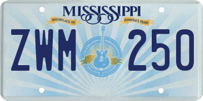 MS license plate ZWM250