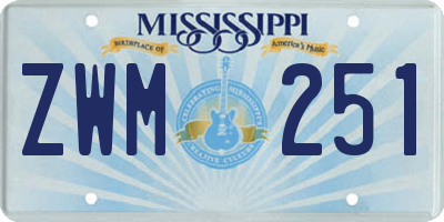 MS license plate ZWM251