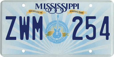 MS license plate ZWM254