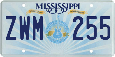 MS license plate ZWM255