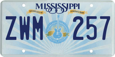 MS license plate ZWM257