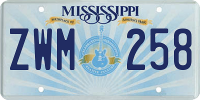 MS license plate ZWM258
