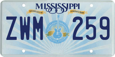 MS license plate ZWM259