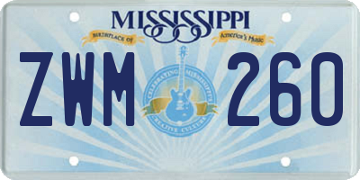 MS license plate ZWM260