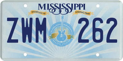 MS license plate ZWM262