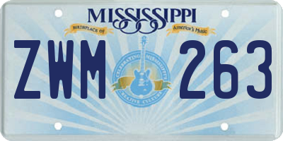 MS license plate ZWM263