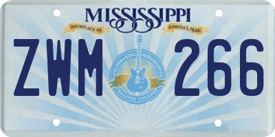 MS license plate ZWM266