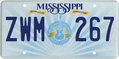 MS license plate ZWM267