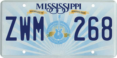 MS license plate ZWM268