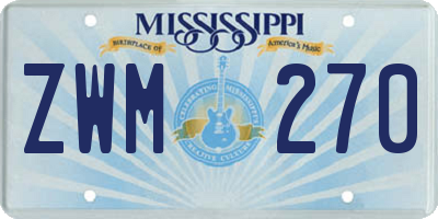 MS license plate ZWM270