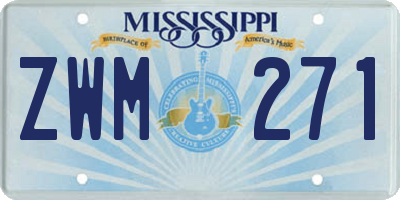 MS license plate ZWM271