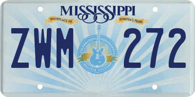 MS license plate ZWM272